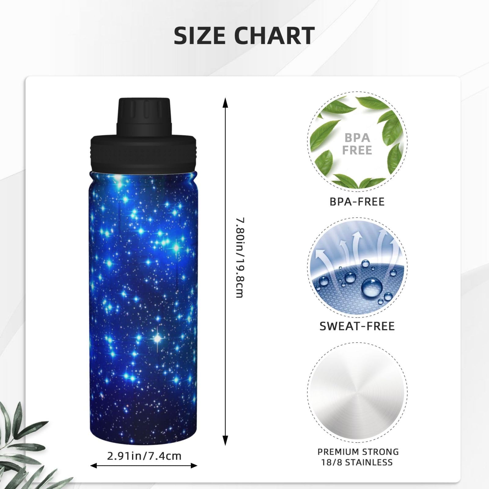 Galaxy Stars Print Wasserflasche Edelstahl Isolierflaschen 530 ml Sport Wasserflaschen für Männer Frauen