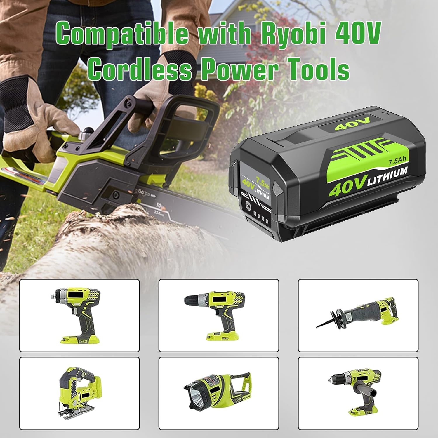 Upgraded to 7.5Ah Replacement for Ryobi 40V Battery Compatible with Ryobi 40 Volt Lithium ion Battery OP4075A OP40601 OP40602 OP4040 OP40404 - Image 4