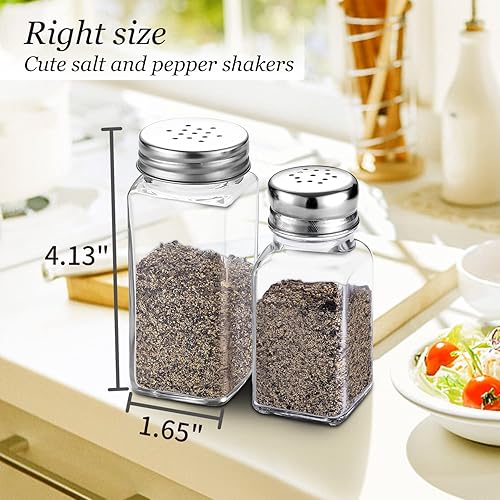 Miniatura 2 de DWTS DANWEITESI Farmhouse - Juego de saleros y pimenteros de cristal, grandes, con tapa de acero inoxidable, tarros de especias grandes