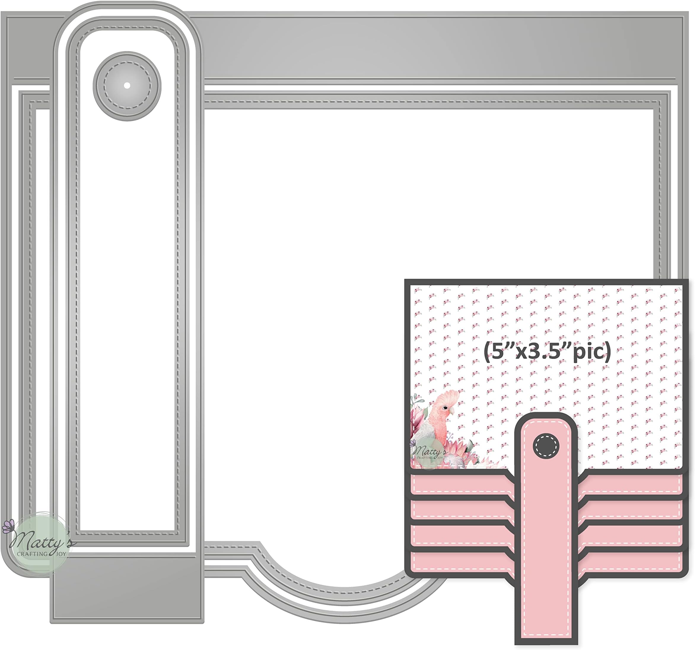 Matty’s Crafting Joy Rectangular Waterfall Flap Die Cut Set of 5, Nesting Metal Cutting Dies for Scrapbook Albums and Journals, Paper Crafting, Scrapbooking Supplies