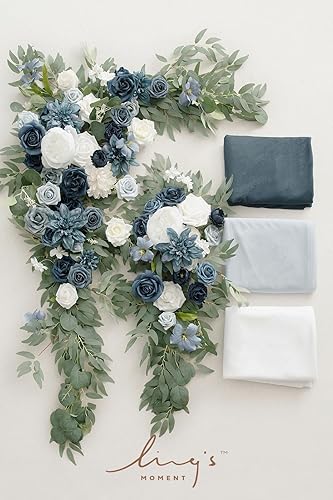 Miniatura 6 de Ling's Moment Kit de flores de arco de Marsala con cortinas (paquete de 5)  2 guirnaldas florales artificiales con 3 piezas de tela drapeada de 33