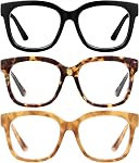 JM Oversized Reading Glasses for Women - Square Stylish Readers for Woman Men, Blue Light Blocking Trendy Womens Reader