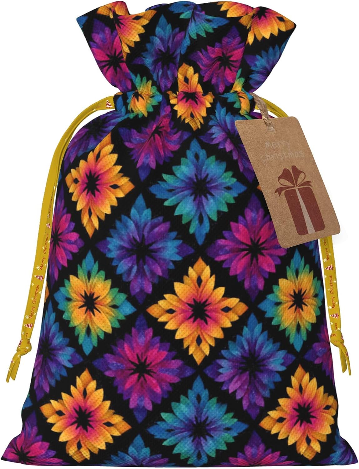 Hekroxu Gift Bag Reusable Wrapping Bag For Holiday Party,Retro Tie Dye Stained Glass (2)