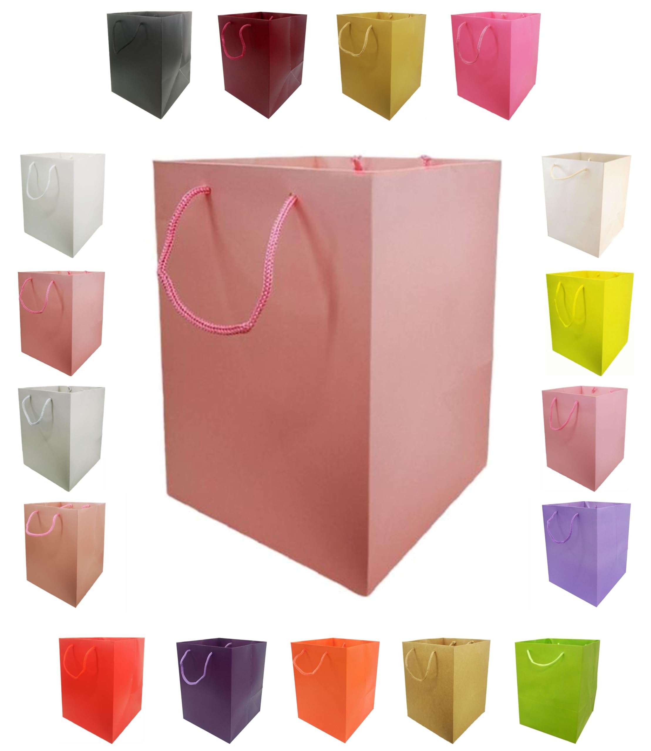 Glossy Vibrant Flower Gift Bag, Bouquet Vase | Valentines | Anniversary | Love | Transportation Display (5, Vintage Pink)