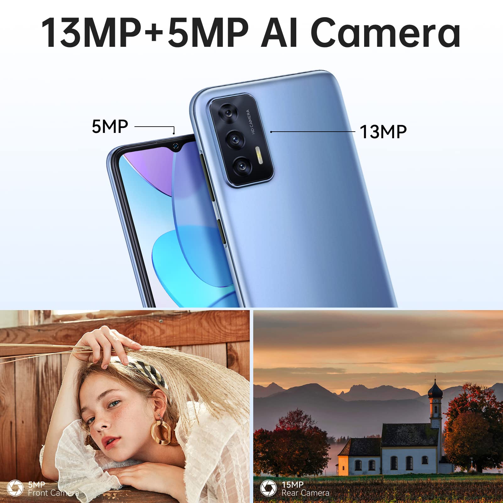 OUKITEL C31 PRO Android 12 Smartphone – 4GB RAM, 64GB Speicher, 6,52 Zoll HD+, Helio P22, 5150 MAh, Dual SIM + SD, Fingerabdruck