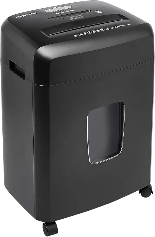 Amazon Basics 15-Sheet Cross Cut Paper Shredder for Home and Office, CD/Credit Card Shredder with 6 Gallon Wastebasket, Black