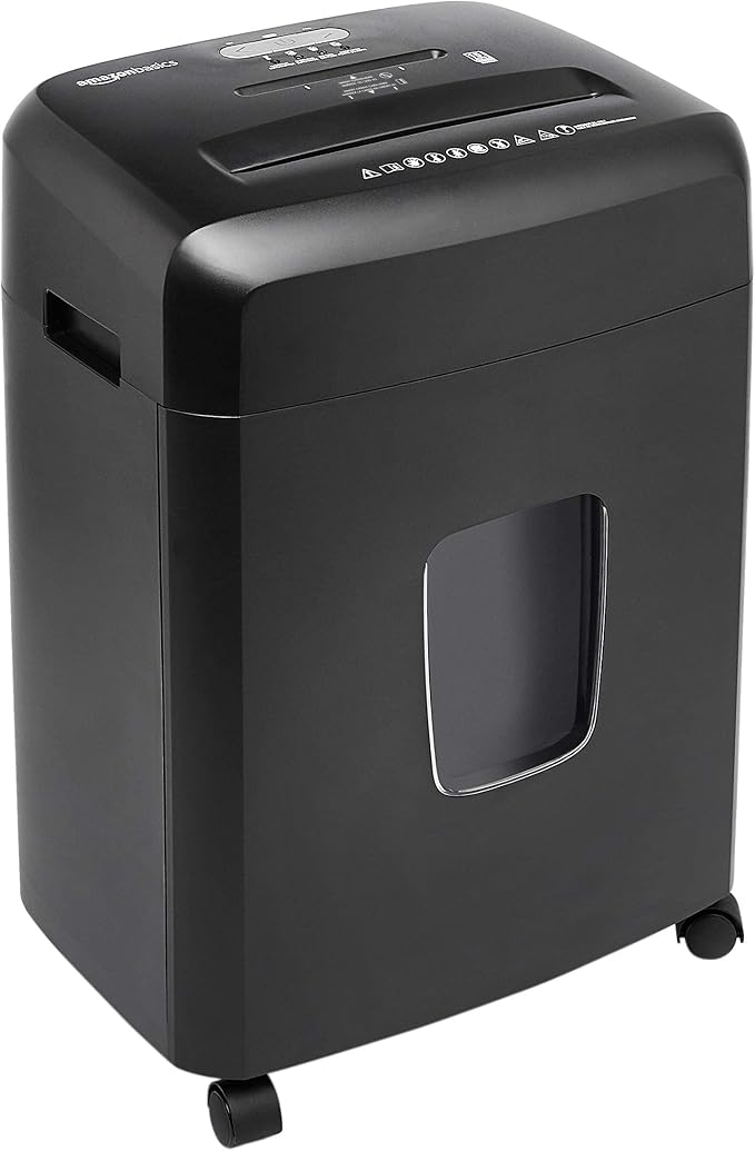 Amazon Basics 8-Sheet High Security Cross Cut Paper and Credit Card Shredder with P-4 Security, Auto Shut-off, Black