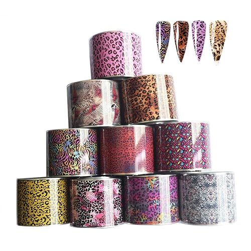 10Roll Leopard Print Nail Foil Sticker Set 50M*4cm Sexy Wild
