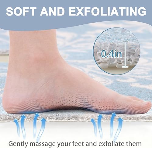 Miniatura 5 de Tapete de ducha cuadrado antideslizante 24 x 24 pulgadas, extra grande, con orificio de drenaje en el medio, tapetes de ducha antideslizantes para