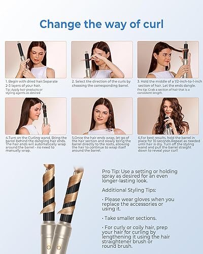 Miniatura 3 de Cepillo secador de pelo 6 en uno, rizador de aire, cepillo redondo de 800 W, cepillo iónico para mujer, cepillo de aire caliente, herramientas de