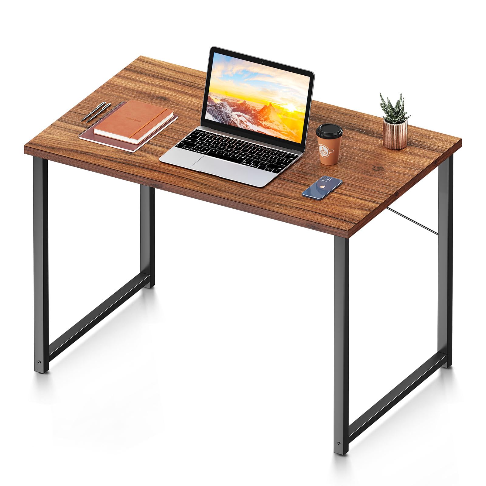 Photo 1 of Coleshome 32 Inch Computer Desk, Modern Simple Style Desk for Home Office, Study Student Writing Desk, Deep Brown 32 Inch Deep Brown