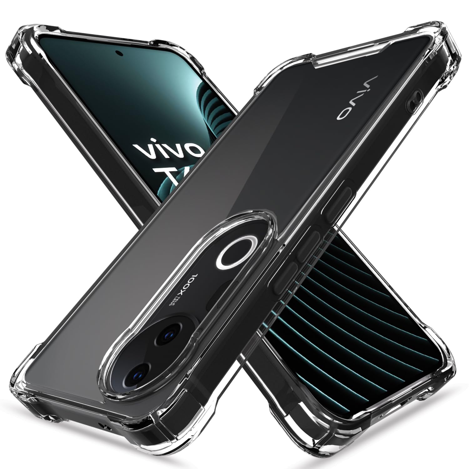 Amazon Basics Back Cover for Vivo T4 Ultra 5G PC + TPU Clear Transparent Raised Edges Shockproof Protective Phone Bumper Case(Transparent)