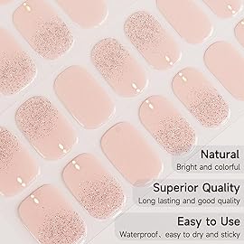 DUKASOU Semi Cured Gel Nail Strips, Fingertip Balle | 28 pcs Gel Nail Strips Work with Any UV Lamp, Salon Quality UV Nails Stickers, Easy to Apply for Home Nails DIY