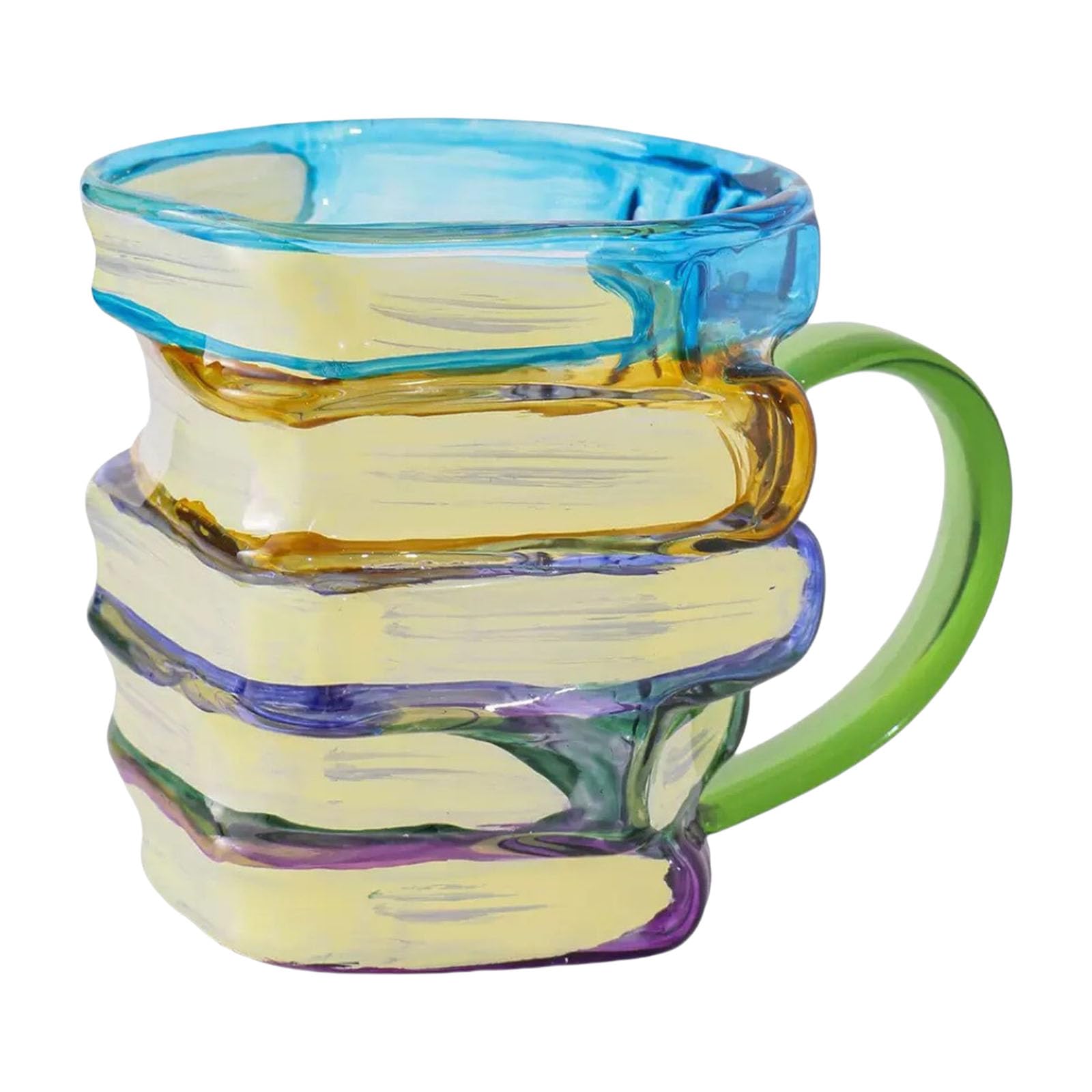VlHpnpe Handcrafted Glass Book Mug with Ergonomic Handle Large Capacity Beverage Cup Multipurpose Drinkware Hand Painted Glass Book Mug Painted Drinking