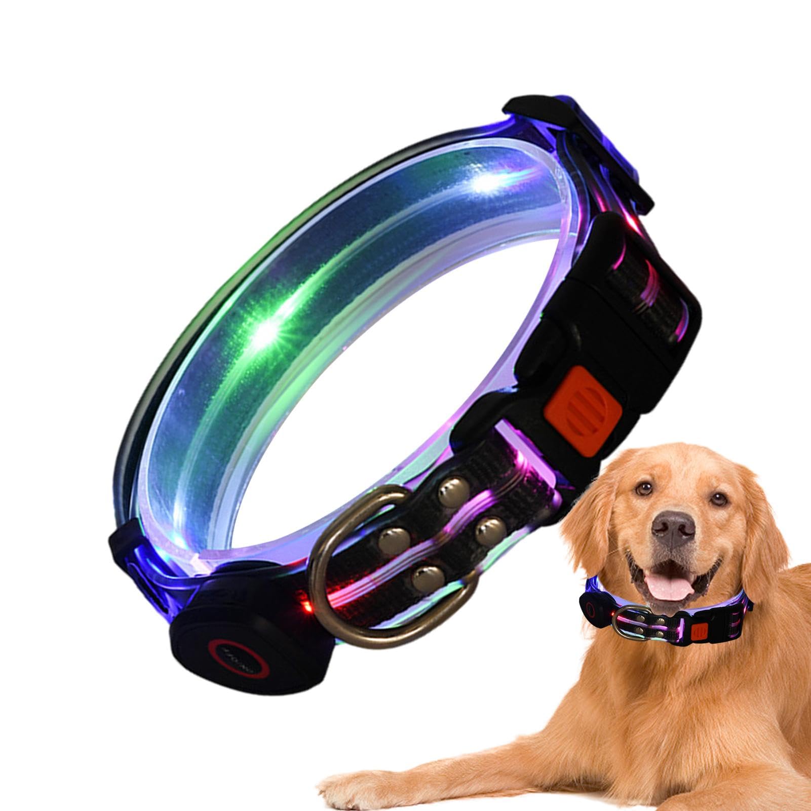 Night Light Dog Collar | Lighted Adjustable Glowing Pet Collar,Weather Proof Dog Lights for Night Walking, Outdoor, Walking