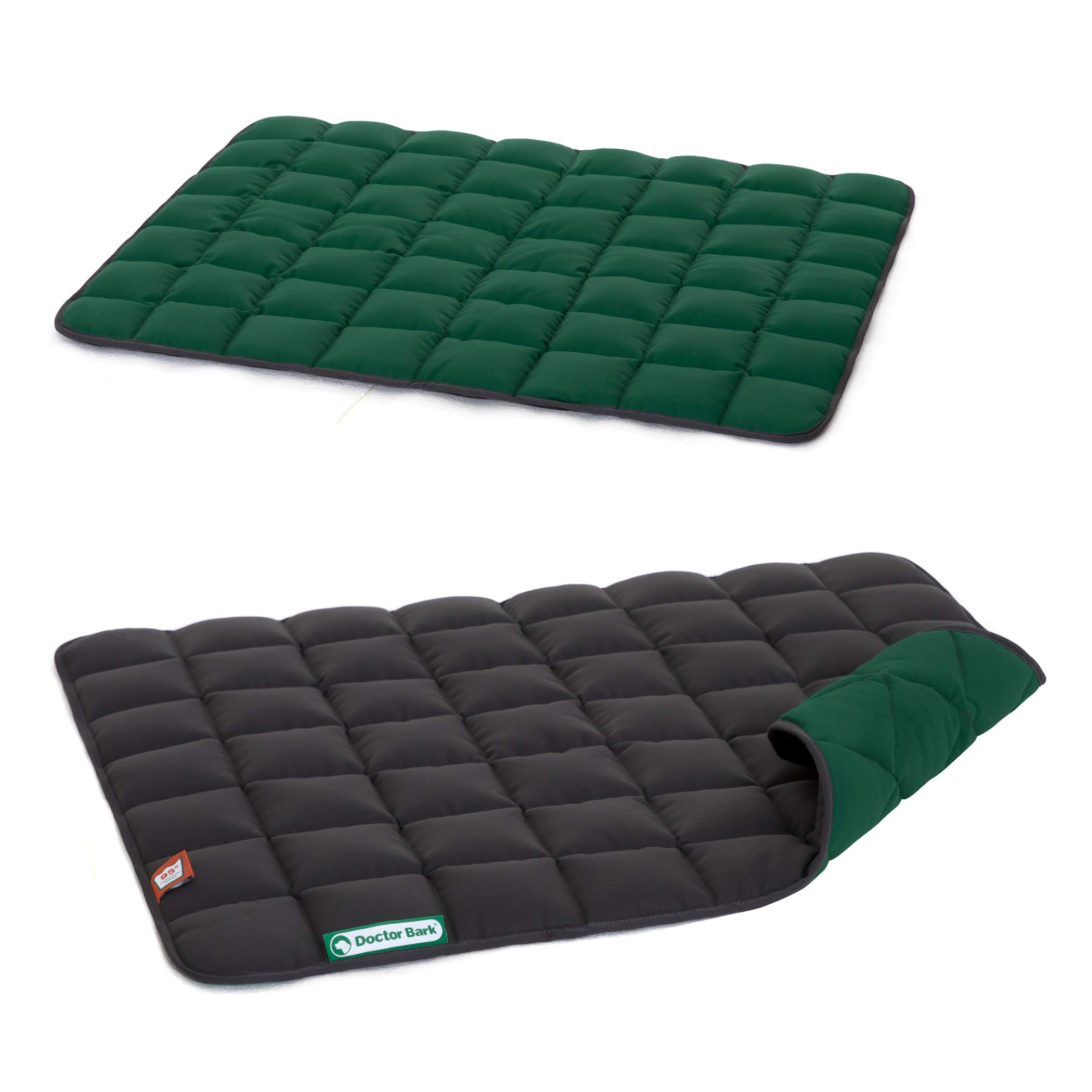 Doctor Bark Hundedecke – weiche, hochwertige Hundematte für mittlere Hunde, robuste Indoor-Outdoor Liegedecke, waschbar bis 95 °C (Gr. M, 80x70 cm, Grau-Grün)