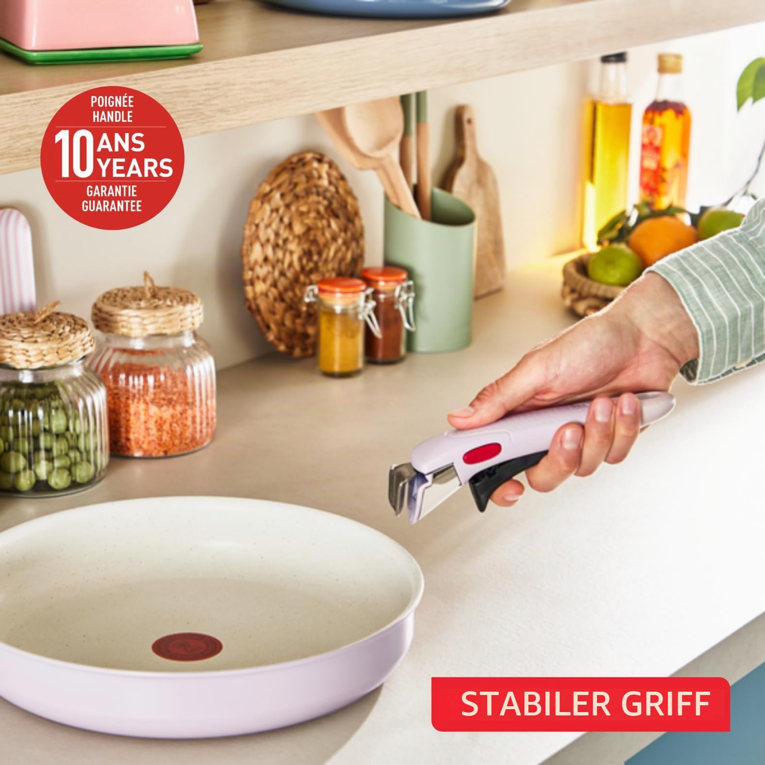 Tefal Ingenio Serenity Kochgeschirr, 11-teilig, Komplett-Edition, Antihaftbeschichtung, Induktion, stapelbar, Pink Clay, L830SB04