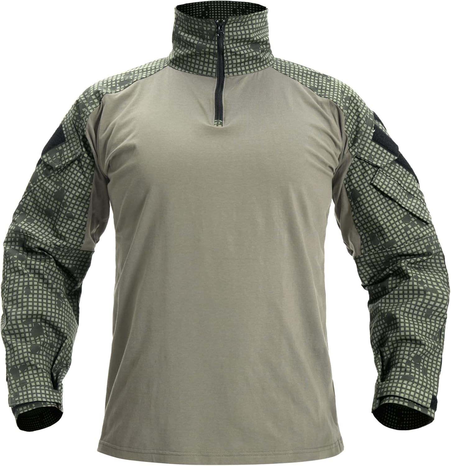 IDOGEAR SPORTS G3 Combat Shirts Men’s Tactical Shirt with Elbow Pads 1/4 Zipper Collar Long Sleeves Top Military Clothing