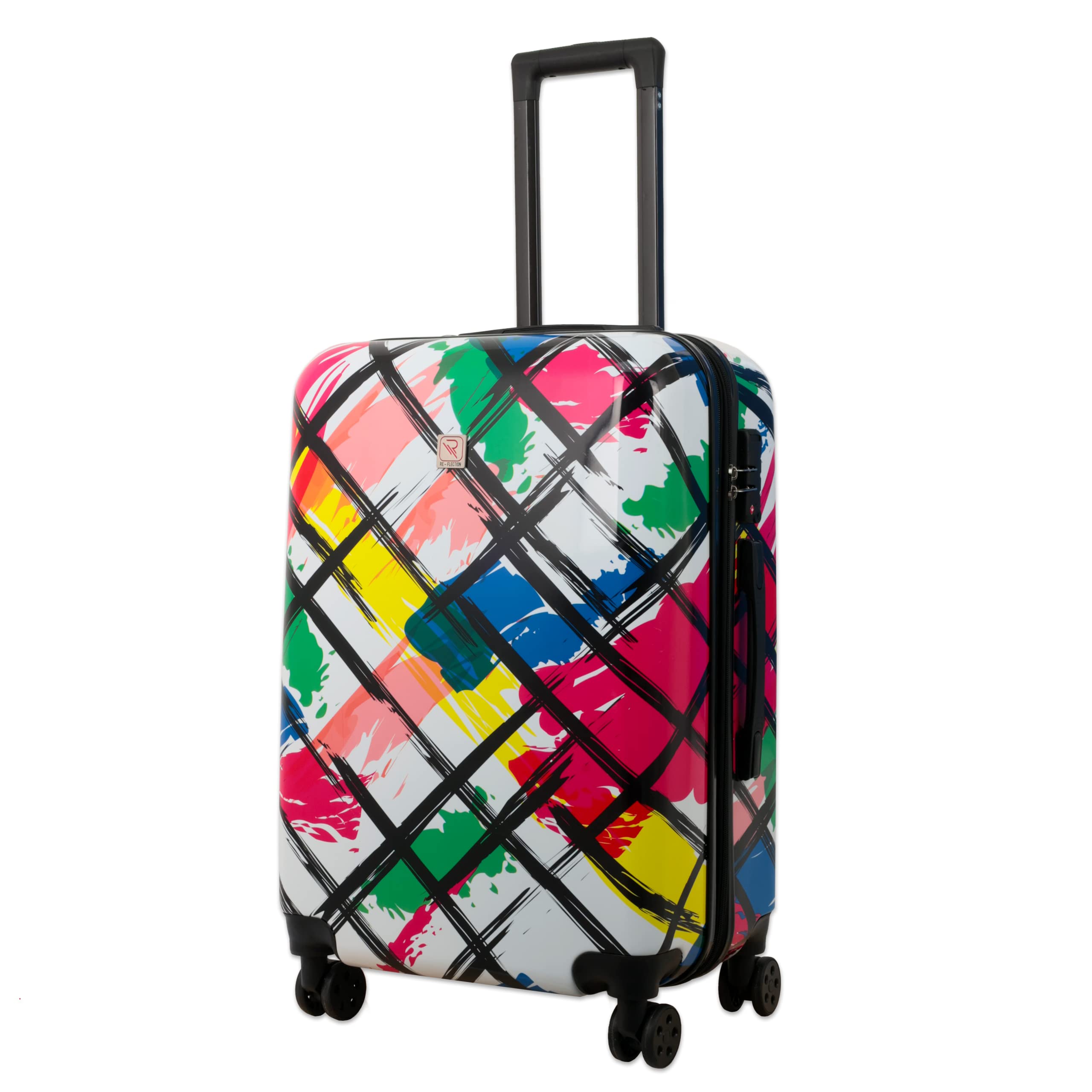 RE-FLECTION Created by NatureRe-flection 24 Inch ABS and Polycarbonate Suitcase, Lightweight Hardside Abstract Print Series Travel Luggage Trolley with 84L Storage Capacity, 4 Spinner Wheels and TSA Lock, Multicolour