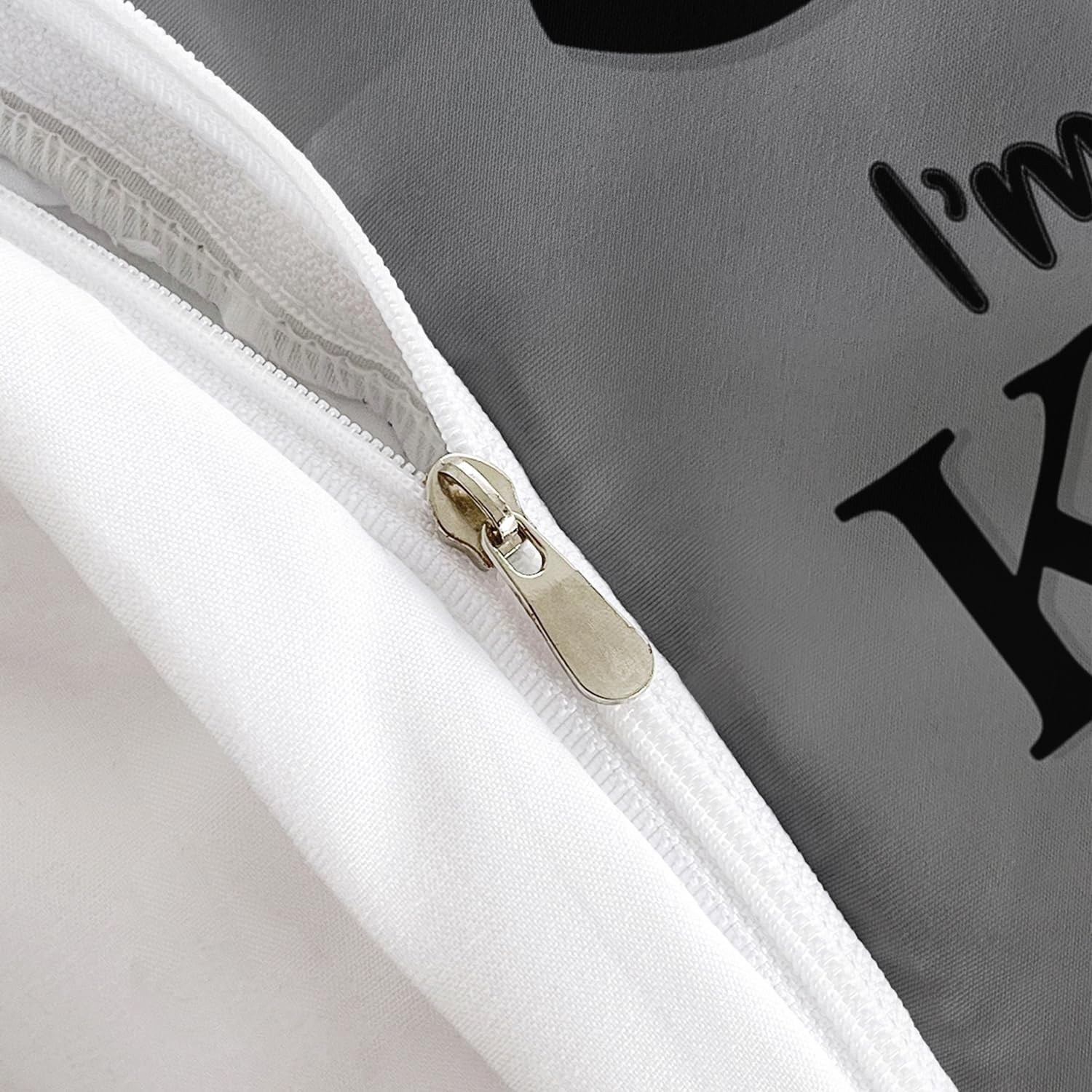 AILONEN Grey and Black Duvet Cover Set King Size, K and Q Printed Crown Couple Bedding Set Gifts,3 Piece His Her Themed Lightweight Microfiber Comforter Cover with 2 Pillowcases - Image 5