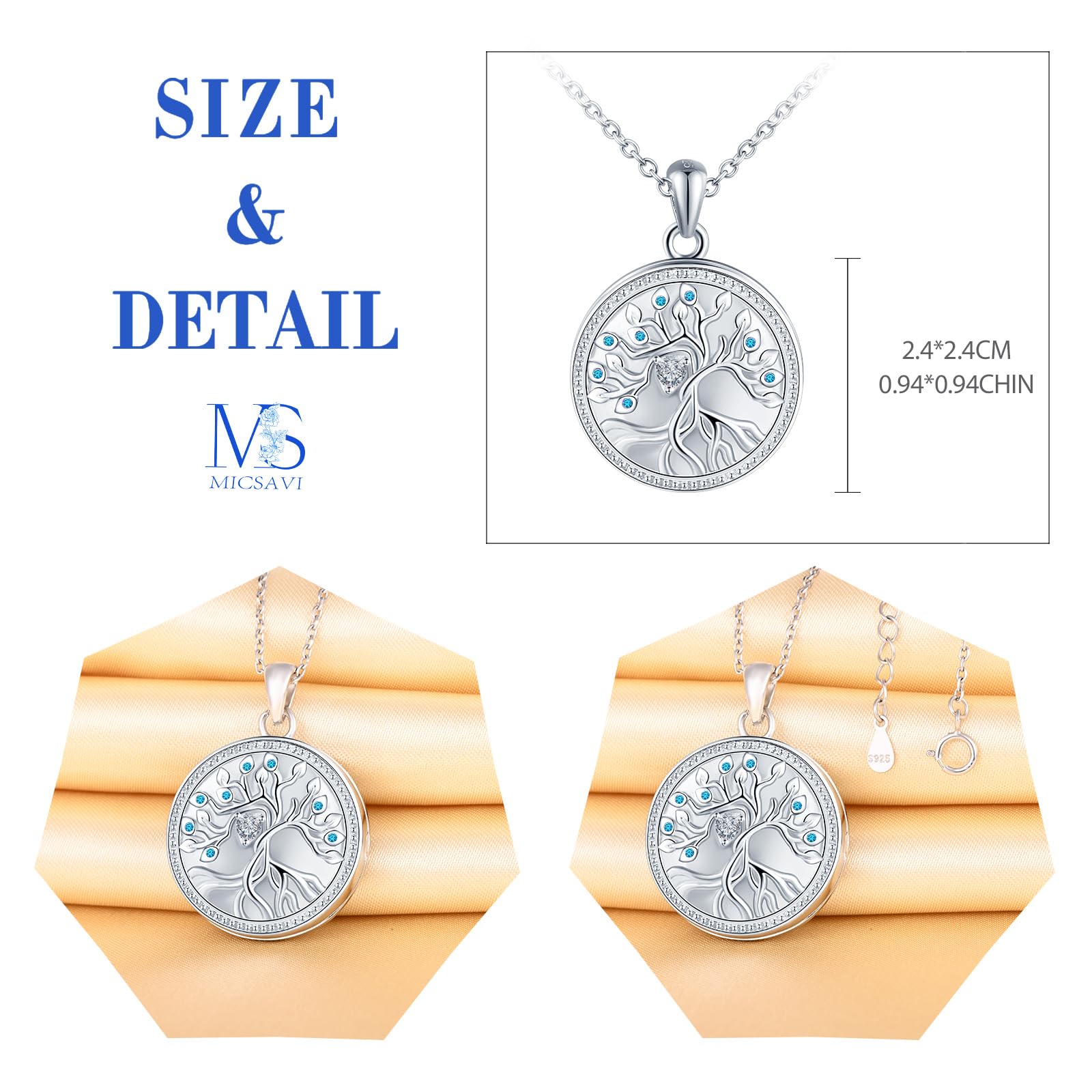 Collana Albero della Vita Foto Personalizzata Medaglione in Argento 925 per Donna, Pendente Rotondo Portafoto con Zirconi, Regalo Gioielli per Fidanzata Madre Figlia