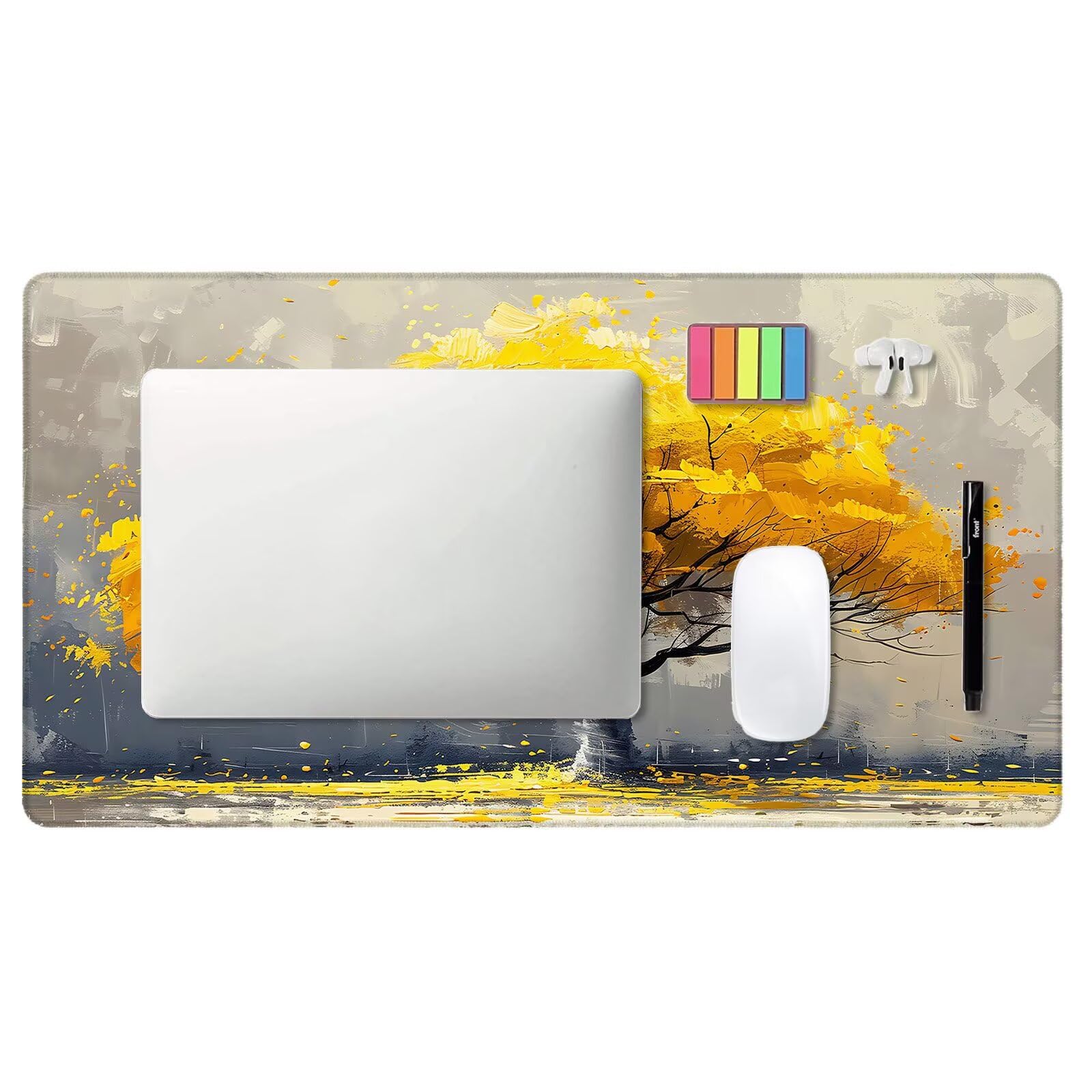 Alfombrilla Ratón Gaming, 1500x600x4 mm Alfombrilla Ratón XXL Oro, Impermeable Alfombrilla Escritorio con Tela de Micro Tejido Superior, Base Antideslizante, Mouse Pad Grande para Juegos (Árbol) F-2