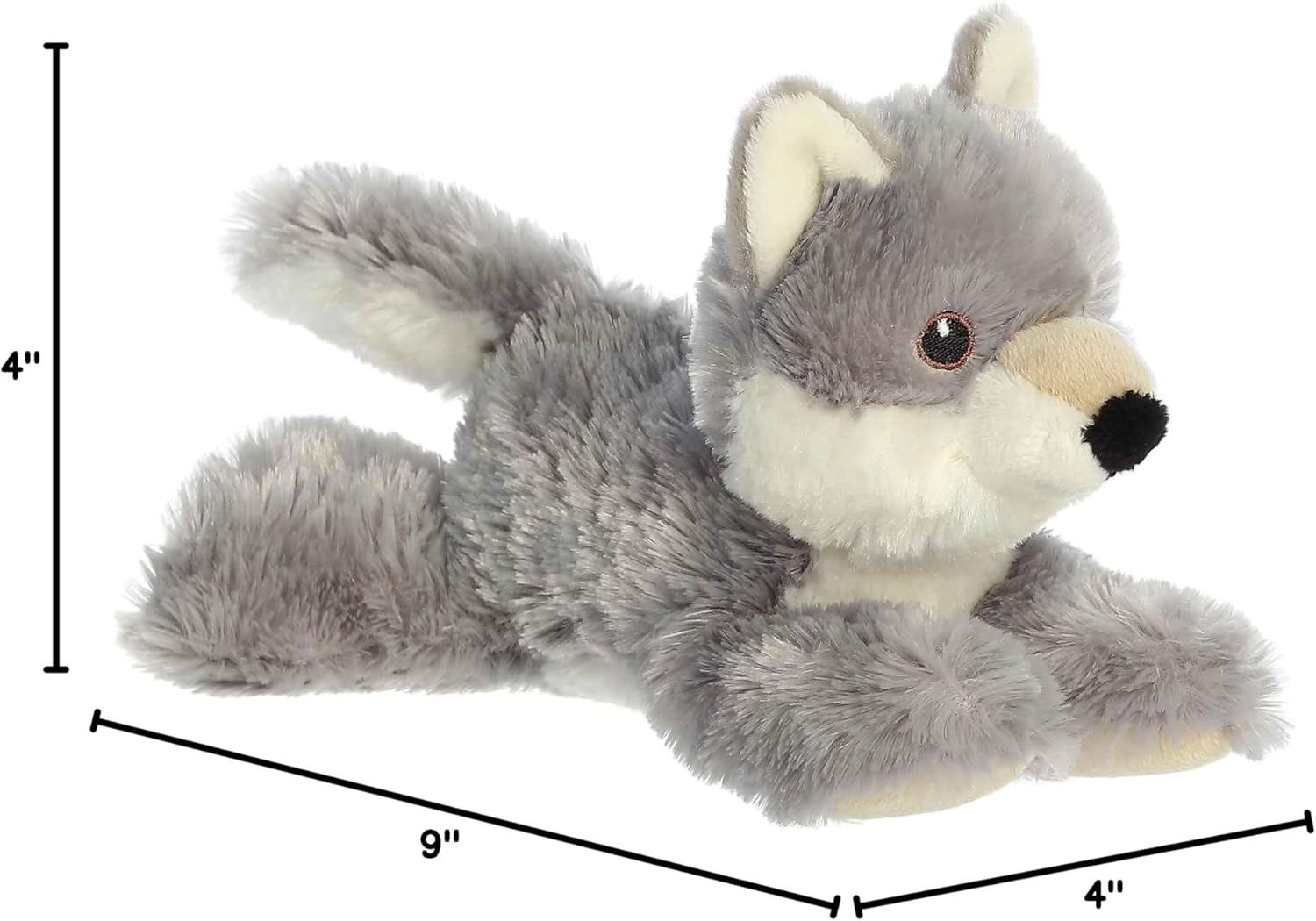 Aurora® Responsibly Made Eco Nation™ Eco Softies™ Wolf Stuffed Animal - Ideal for Playtime Adventures - Perfect for Birthdays or Just Because - Gray 9 Inches