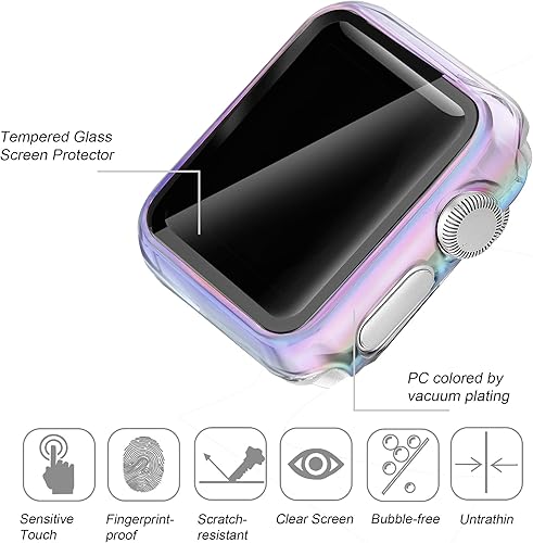 Miniatura 10 de Secbolt Funda compatible con Apple Watch de 1.496 pulgadas con protector de pantalla de vidrio templado integrado - Funda protectora completa para
