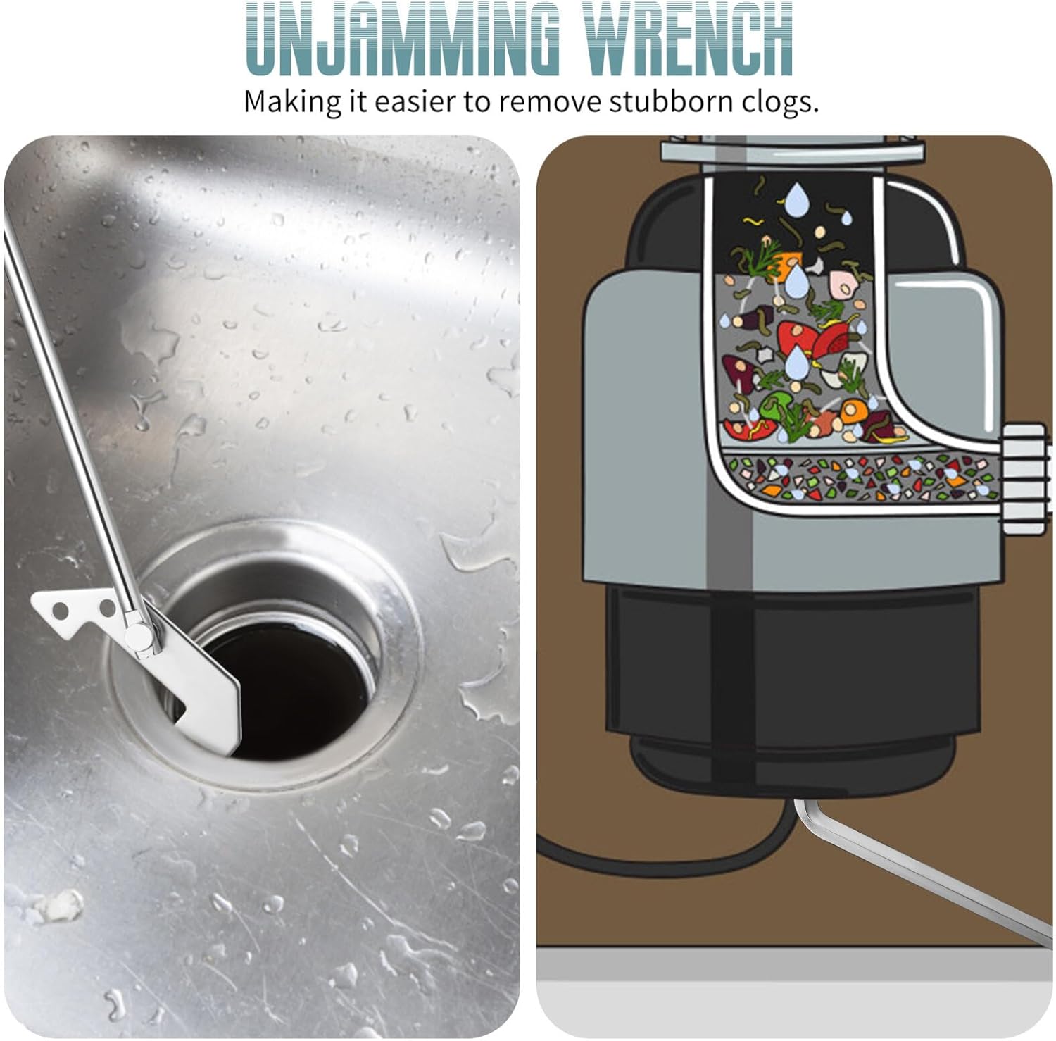 jojofuny Garbage Disposal Wrench Set Kitchen Sink Tool for Jam Removal and Unclogging Lightweight Durable Unjamming Wrench for Drain Maintenance