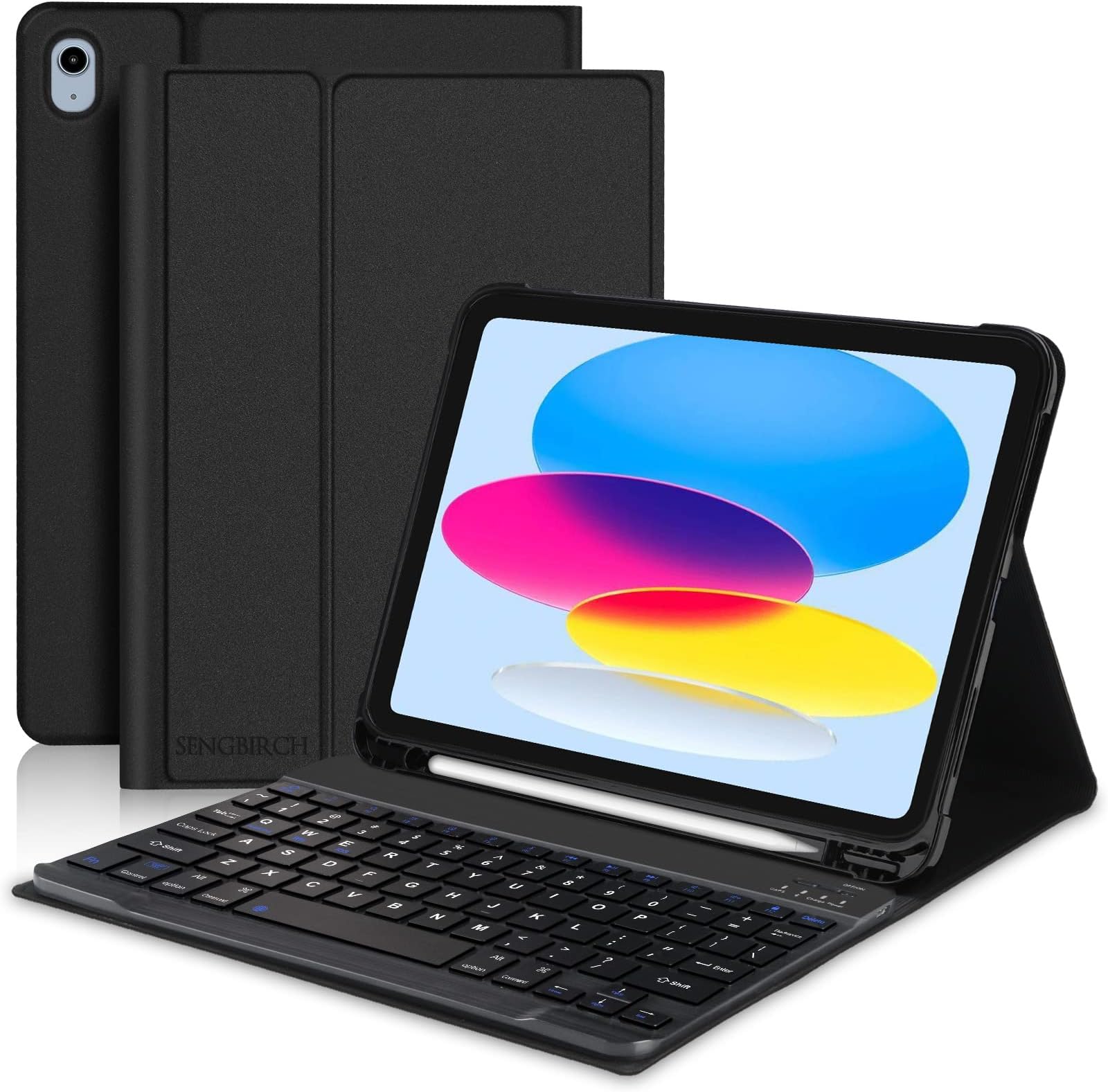 iPad 10th Generation Case with Keyboard 10.9 inch 2022- Multi-Angle Magnetic Stand Cover for iPad 10th, Detachable Wireless Bluetooth Keyboard for iPad 10th Gen 2022 with Pencil Holder, Black