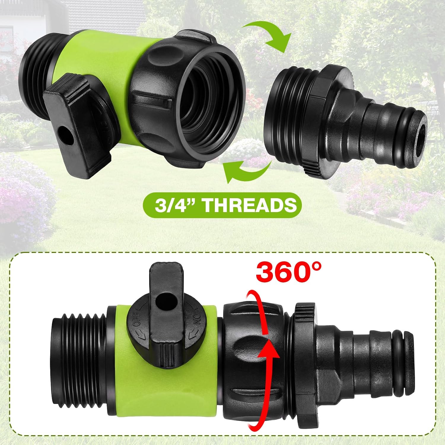 Hotop 12 Pcs Garden Hose Shut Off Valve, 3/4 Inch Plastic Valve,Neon Green image 3