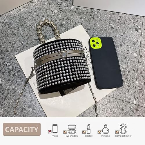Zenosy Handle Women Metal Bucket Bag Evening Bag Clutch Box Crossbody Bag Chain Shoulder Bag For Wedding Party Handbag #TOP4