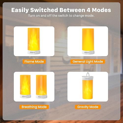 Miniatura 6 de Hompavo Actualizado Luces de llama LED, velas sin llama recargables de 4 modos, velas sin llama, pilar impermeable parpadeante para sala de estar,