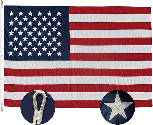 Miniatura 9 de SYII Bandera estadounidense de 15x25 pies resistente para exteriores, bandera de lujo con estrellas bordadas y cabo con doble puntada, rayas