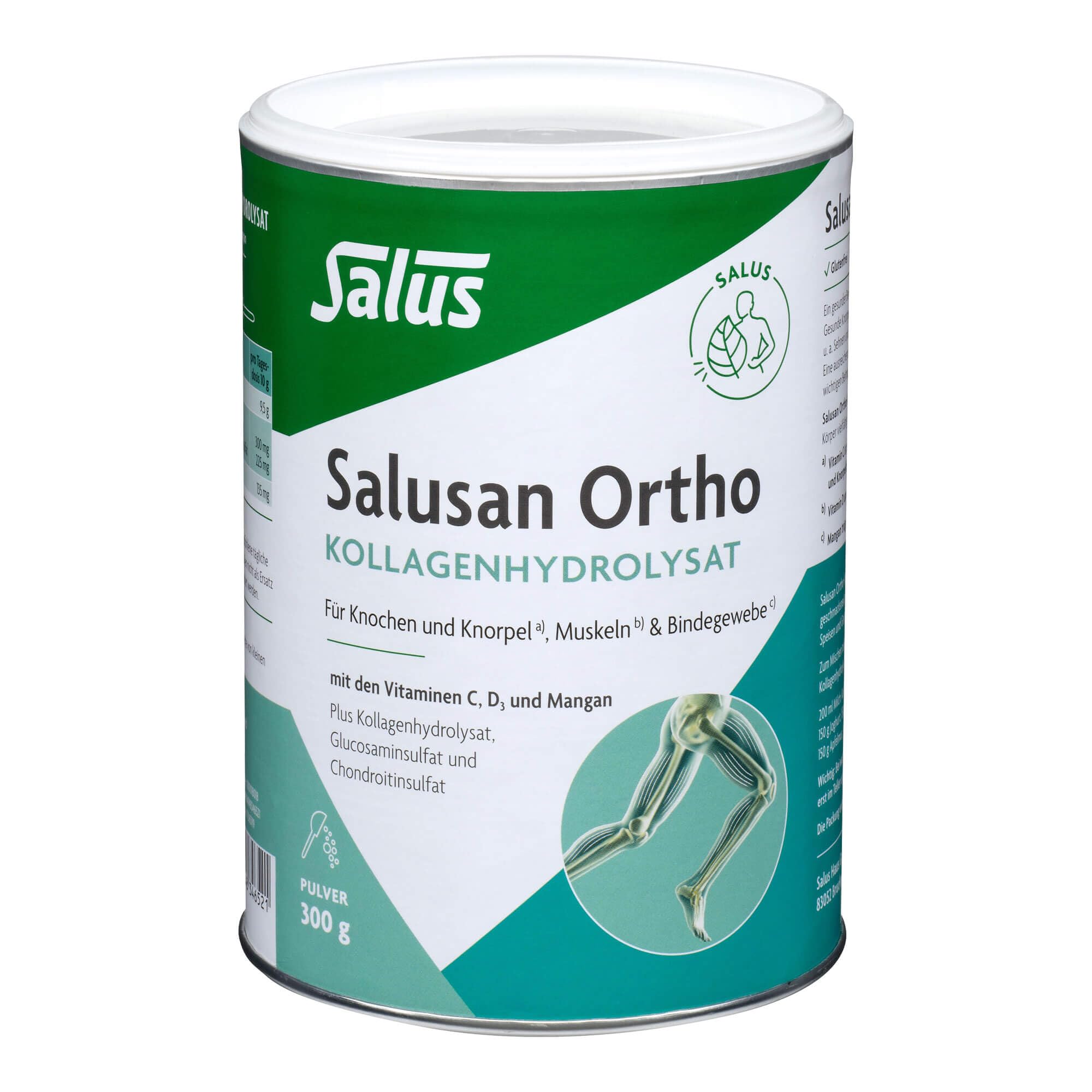 Salus - Salusan Ortho idrolizzato di collagene in polvere – 1 barattolo da 300 g – con vitamine C, D e manganese – ben solubile e insapore