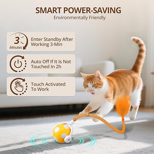 Miniatura 5 de Pelota de juguete para gatos, pelota interactiva de juguete para gatos con 3 modos para gatos de interior, juguete para gatos móviles de 2025,
