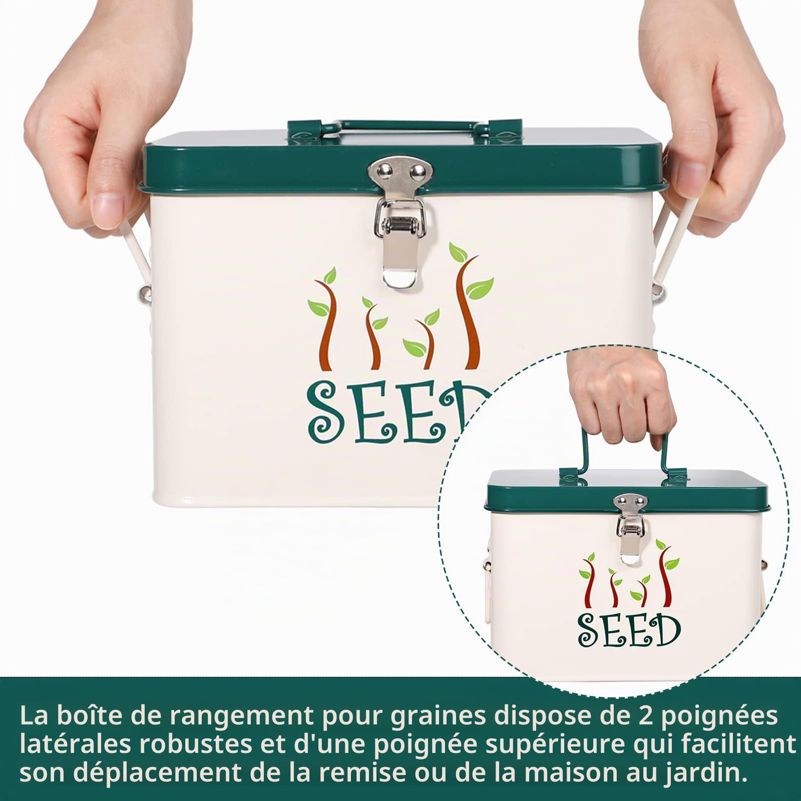 webake Boîte de rangement pour semences avec couvercle - 22,5 x 17 x 15,5 cm