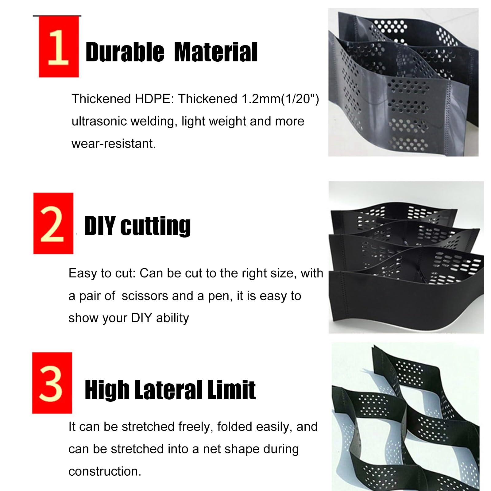 Kiesgitter Für Einfahrt & Gehweg - 5 Cm Dick, 1,8x8,2 M - Wabenstabilisator Für Parkplätze