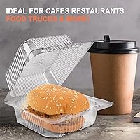 Vista 6 de AQSXO 100 Piezas Recipientes de Plástico Transparente para Llevar, Recipiente Desechable Tipo Almeja para Postres con Tapa, para Ensaladas, Pasta