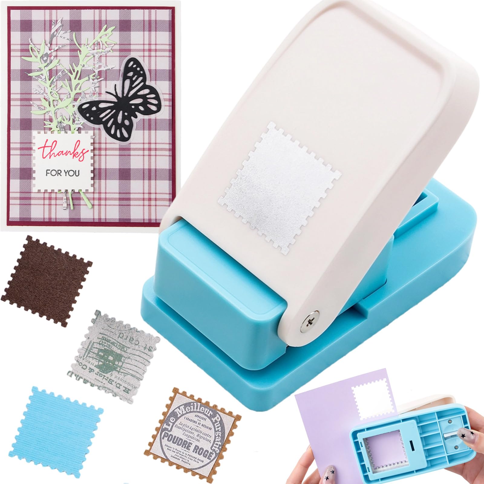 Stamp Puncher, Large Square 1.5 inch Postage Stamp Punch, Stamps Punches Square, Stamps Shaped Paper Punch, Hole Puncher for Crafts, Paper Punches for Crafting, DIY Scrapbooking Projects Arts Crafts — image 1
