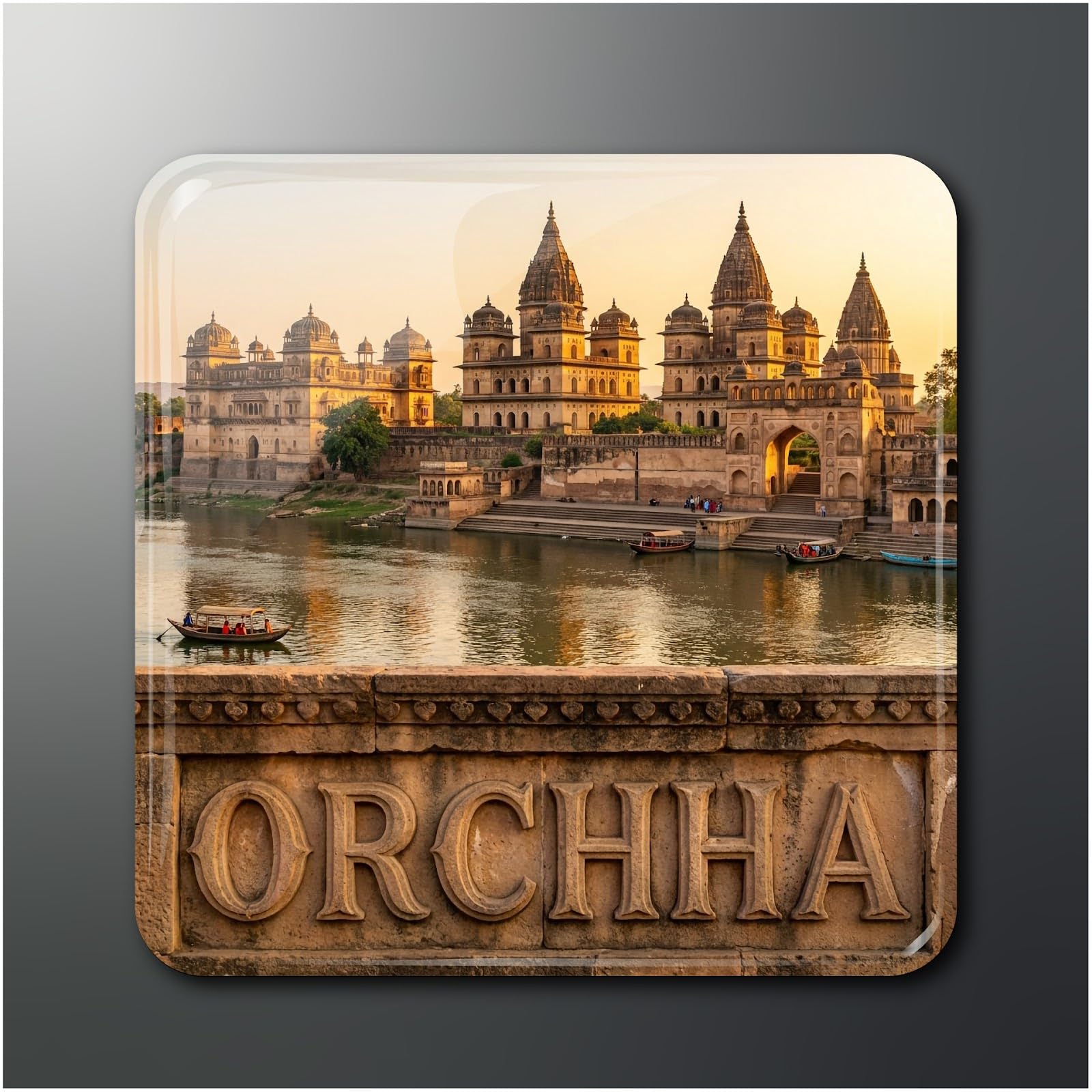 Orchha Heritage Travel Souvenir Fridge Magnet, ORCHHA Ancient Monument View, 2x2 in, Glossy Finish, Decorative Magnet for Fridge & Locker (Pack of 1)-image-13
