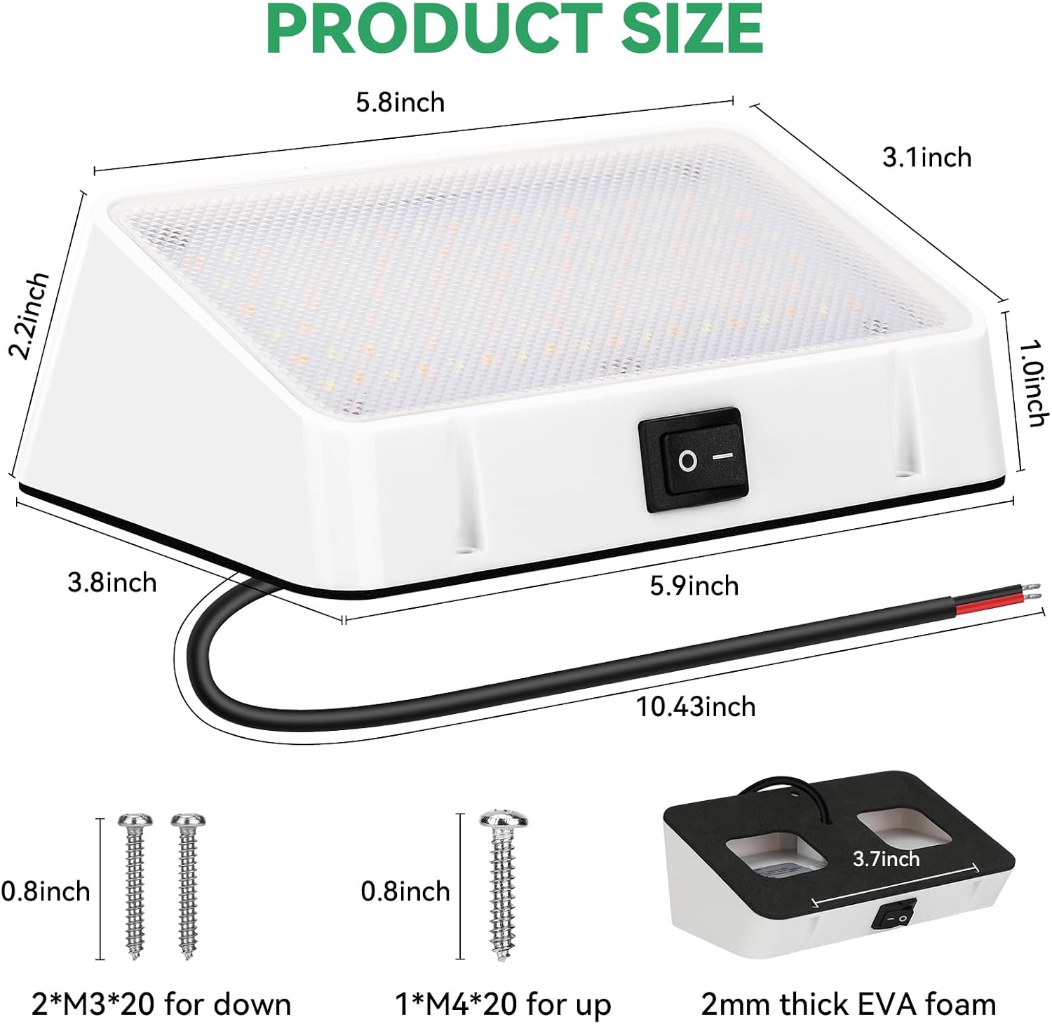 12V RV LED Porch Light, Dual Color White & Amber RV Exterior Light, 1200LM Bright Camper Trailer Outside Light, IP66 Waterproof Utility Light for Motorhome, 5th Wheel, Travel Trailer