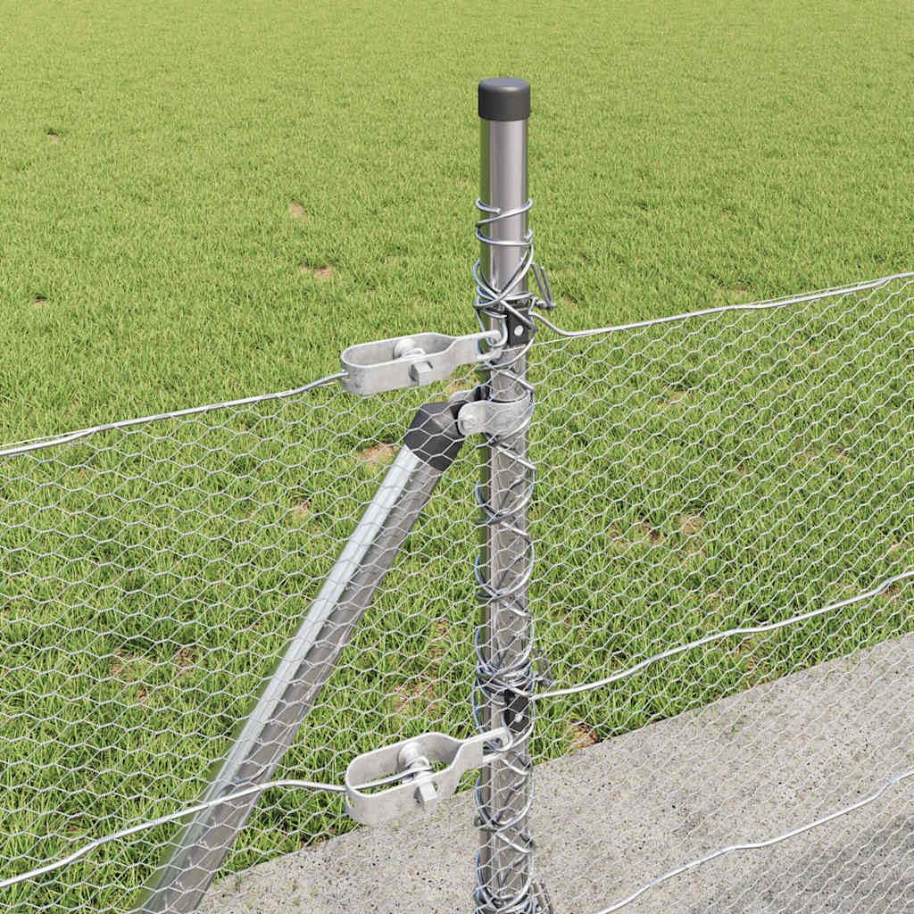 Recinzione esagonale con base in cemento 100 x 0,6 m Argento in acciaio zincato resistente alle intemperie per giardini, terrazzi e cortili, facile da montare e duratura nel tempo