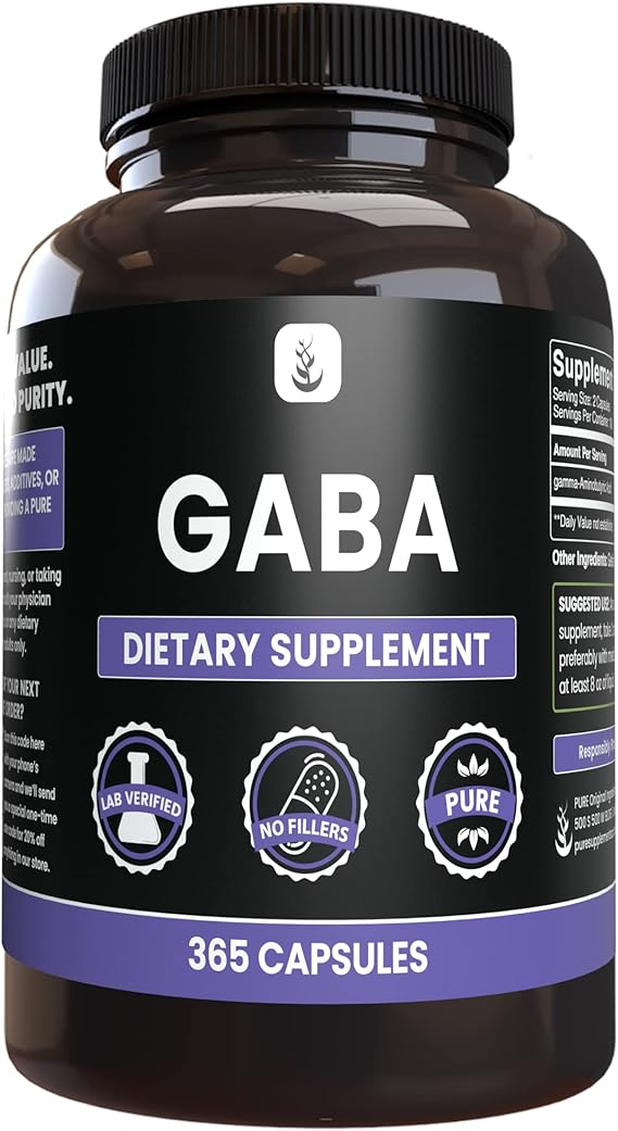 PURE ORIGINAL INGREDIENTS GABA (365 Capsules) No Magnesium Or Rice Fillers, Always