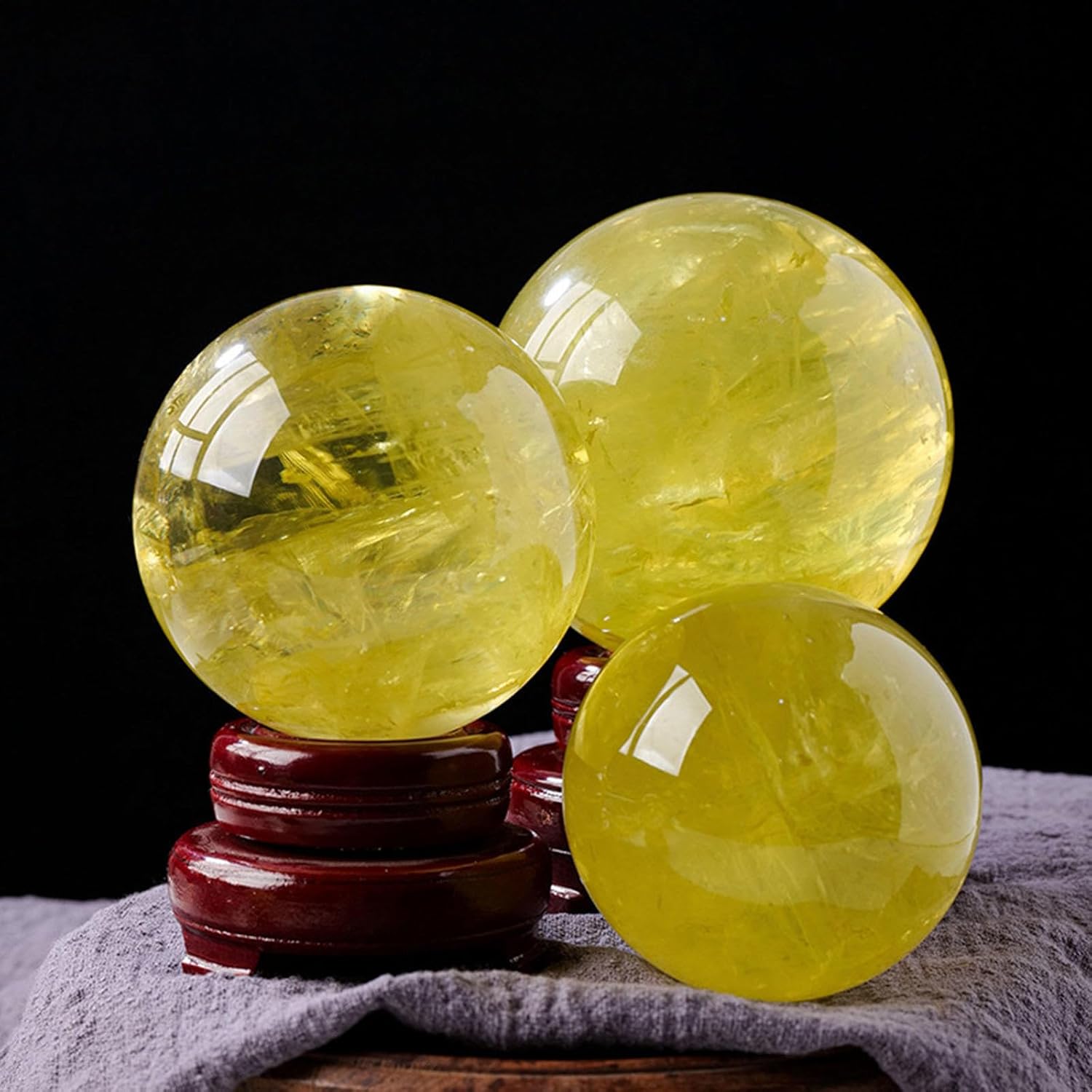 Crystal Ball Rough Stones Crystal Gemstone with Stand Citrine Balls Feng Shui Aura Home Witchcraft Decorative Gift Men Women,60mm