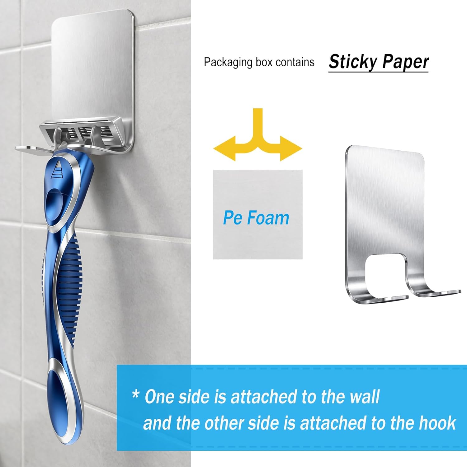 6-Blade Manual Razor for Men with Lubricating Strip, 2 Ergonomic Non-Slip Handles Includes 8 pack Razor Blade Refill Cartridges, with Hanging Hook & Cleaning Brush, Full Washable Dsign