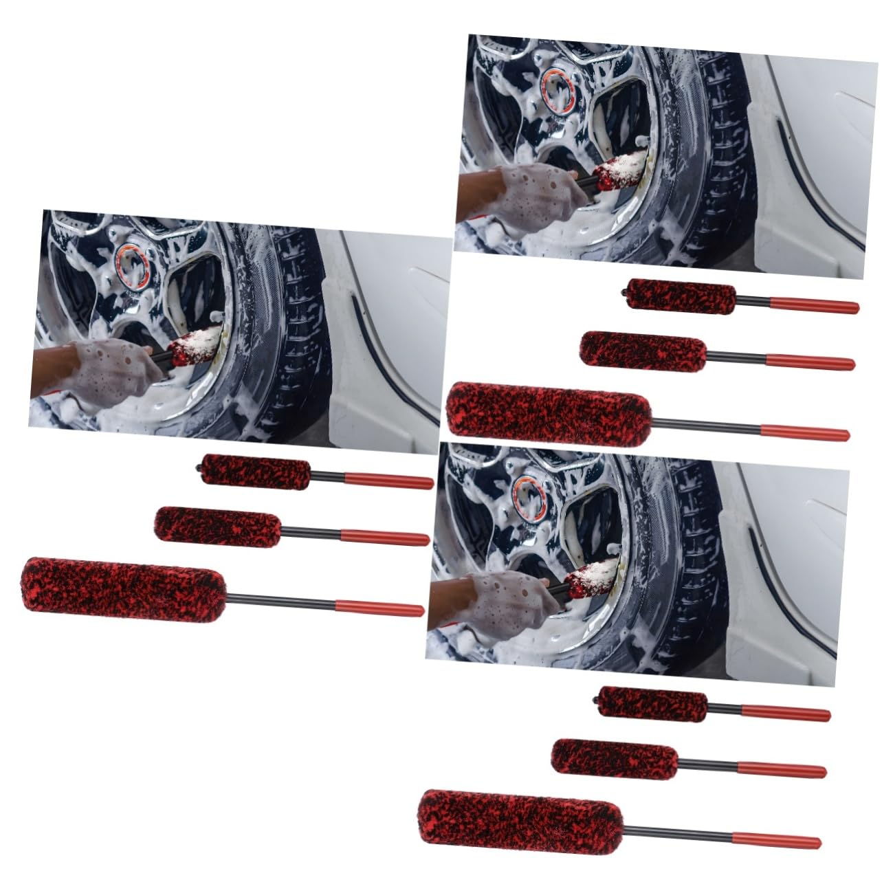 Luxshiny 3 Set Spazzole per Pulizia Ruote Auto Spazzole con Testa per Dettagli E Manutenzione Strumenti Pulizia per Cerchi E Pneumatici 3 Pezzi*3
