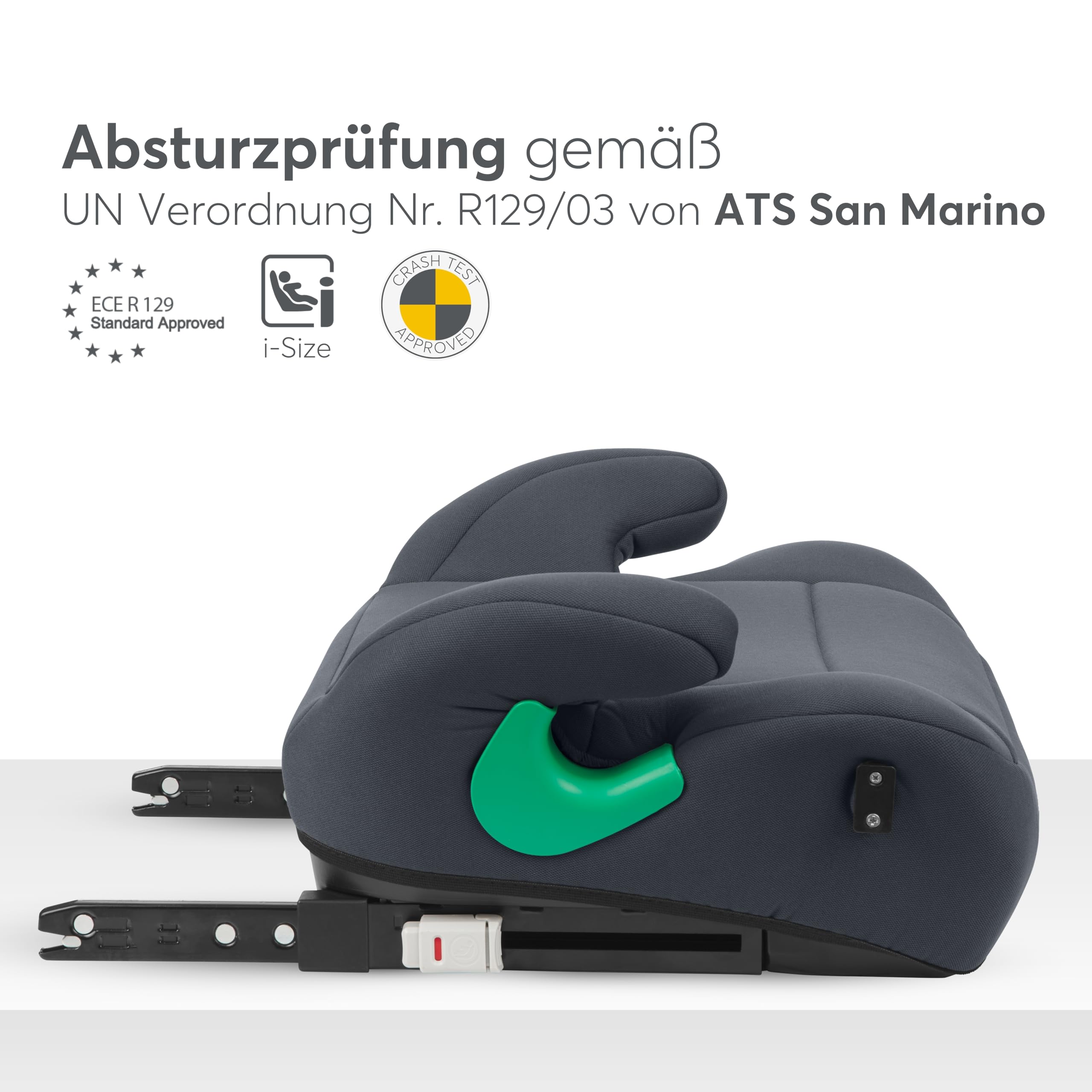 KikkaBoo i-Pop Kindersitzerhöhung Auto Kinder, i-Size, Isofix, 22-36 kg, Gruppe 3, 7-12 Jahre, Autositz Sitzerhöhung, Grau