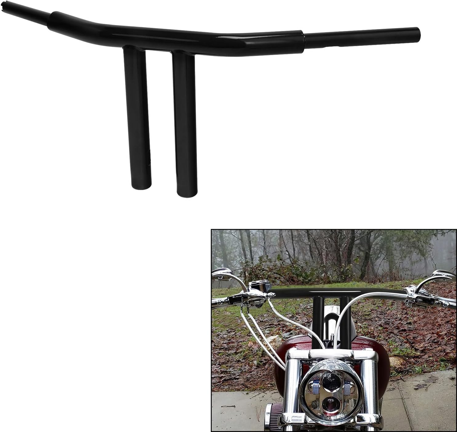 TCMT 12" Rise T-Bar 1.5" Fat Handlebar Fit For Harley Softail Fat Bob Fat Boy Heritage Classic Low Rider Street Bob Sport Glide Breakout Deluxe 2018-2023