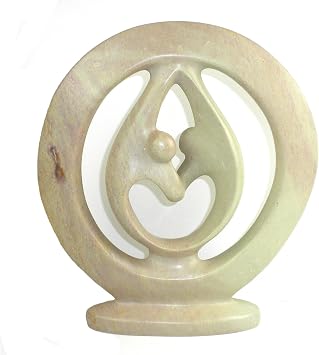 Global Crafts - Lovers Embrace Soapstone Sculpture - 6 Inch Hand-Carved Love Figurine